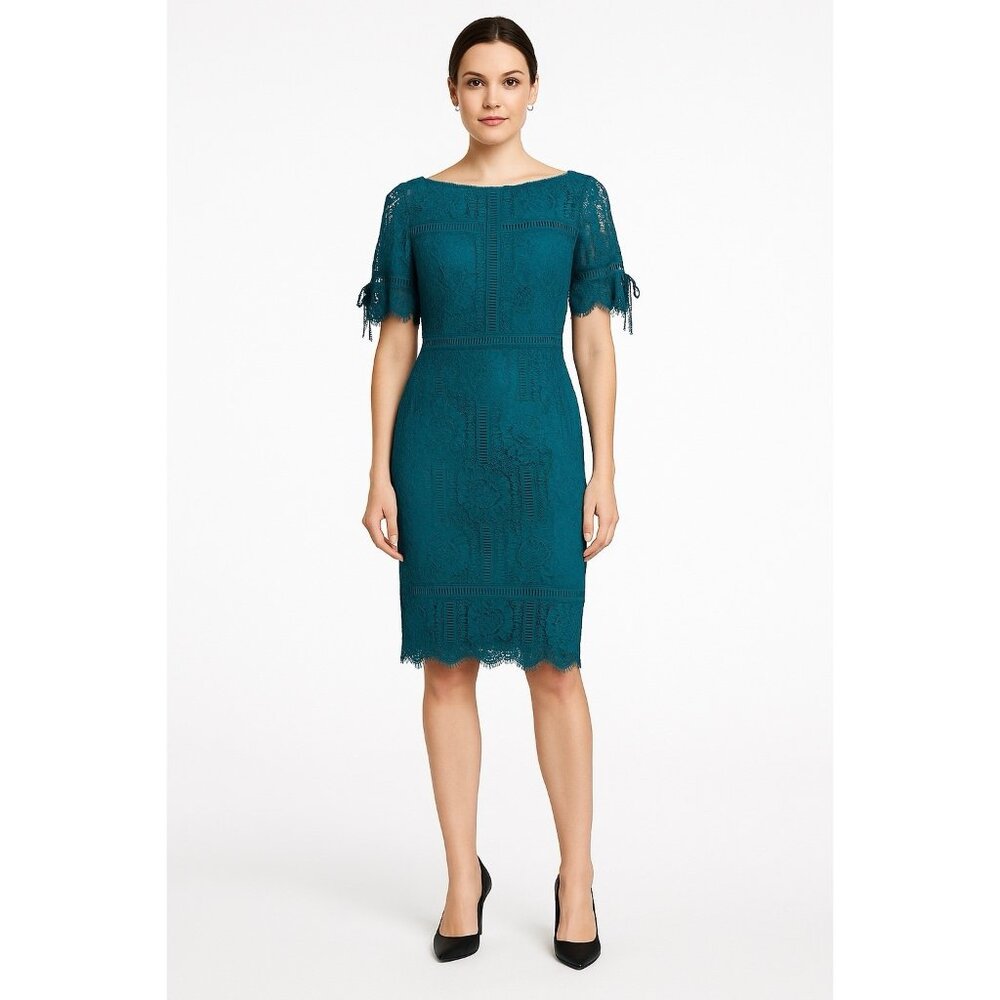Tadashi Shoji Teal Lace Midi Dress